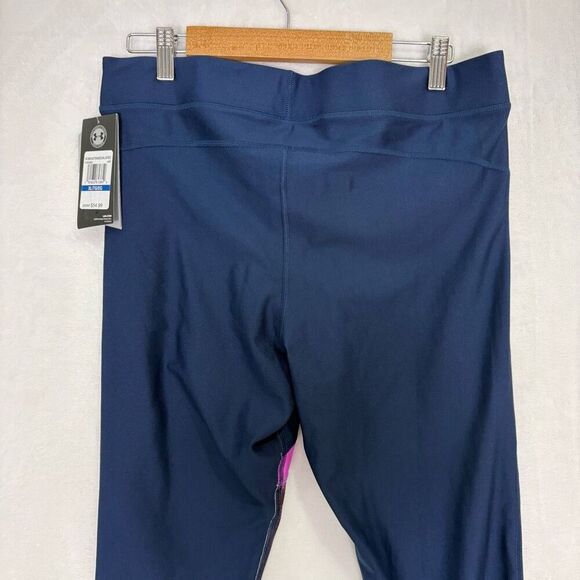 New Under Amour Navy Blue with Bright Purple & Maroon Patterned Capri Leggings S - Picture 10 of 11